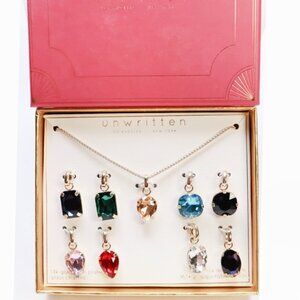 Unwritten Gold Tone Necklace & 9 Glass Charm Pendants Set $50 New